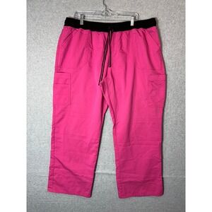 Scrubstar Scrub Pants Women's‎ 2XL Pink Stretch Pockets Straight Leg Drawstring